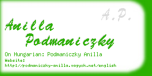 anilla podmaniczky business card